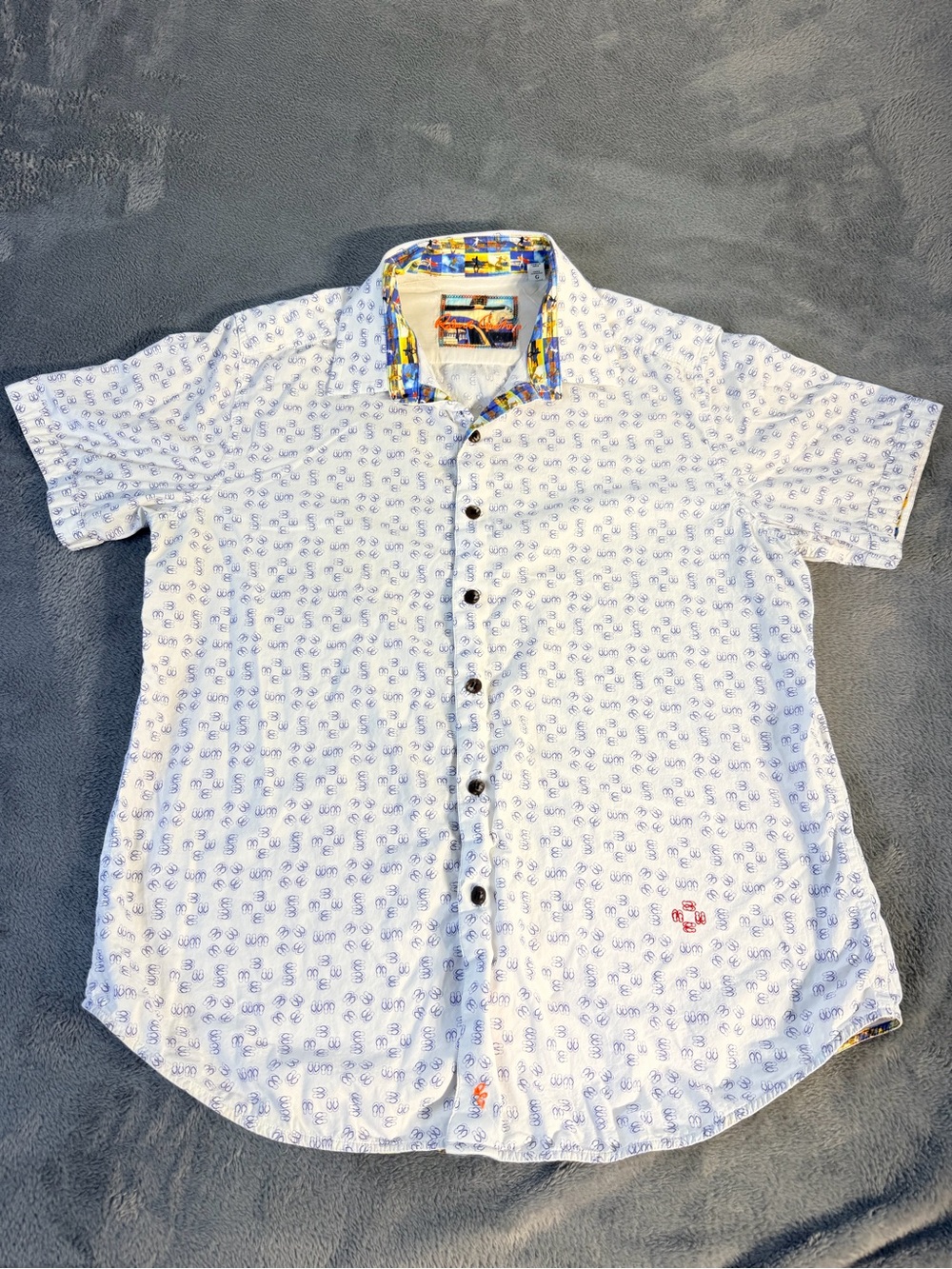Robert Graham Short Sleeve Button Shirt Men Large Classic White